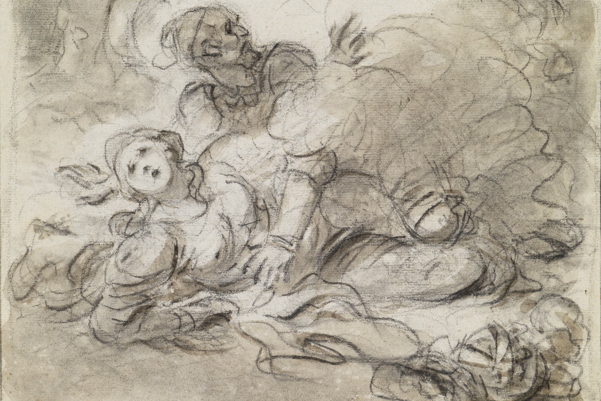 Detail von Fragonards Zeichnung Sakripant und Angelika